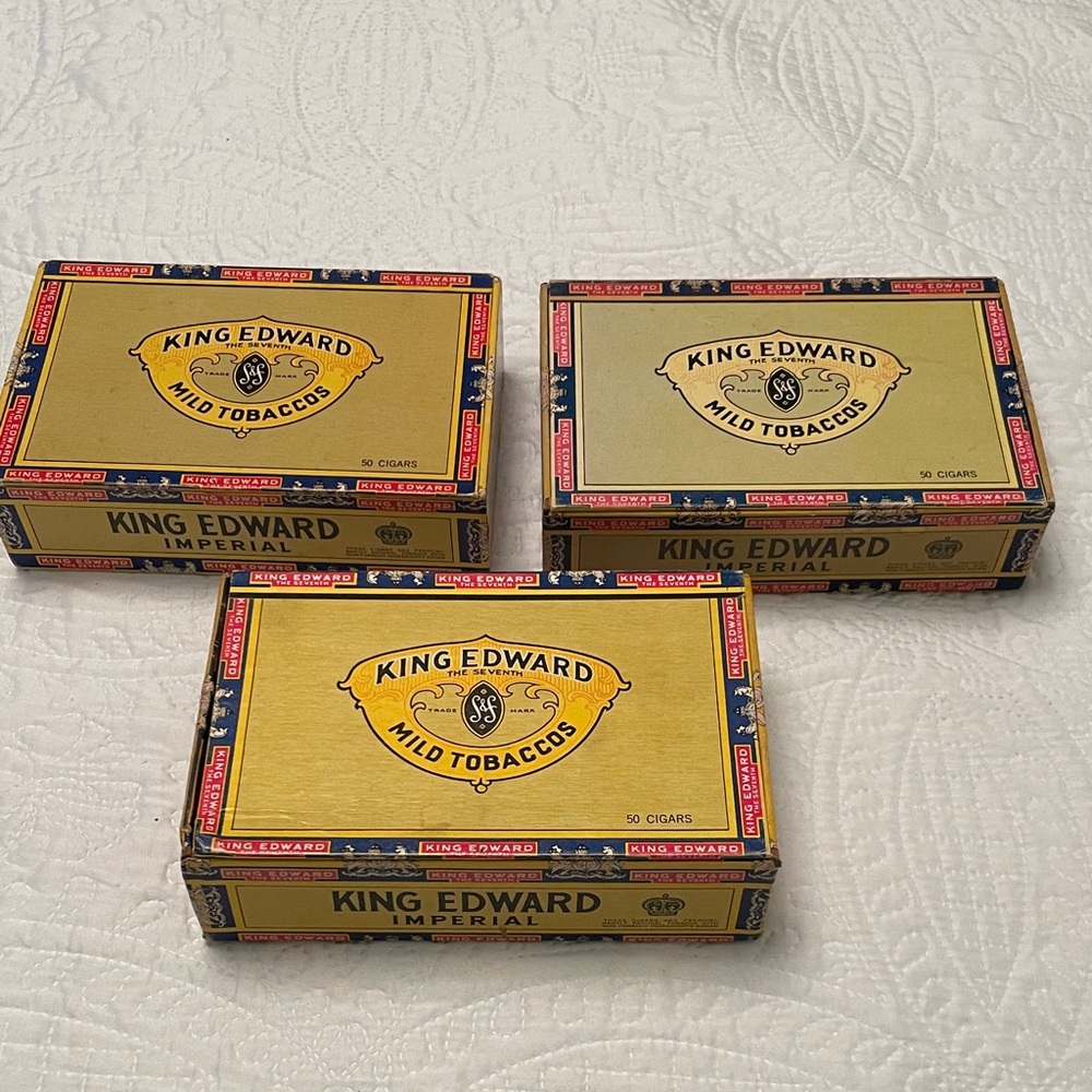 Set of 3 Vintage King Edwards Tobacco Boxes